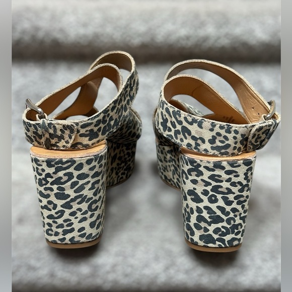 NEW Dolce Vita Leather Cheetah Lenni Open-Toe Wrap Wedge Sandals Women’s 10 - Picture 4 of 9